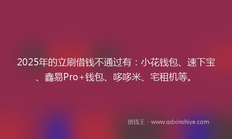2025年的立刷借钱不通过有：小花钱包、速下宝、鑫易Pro+钱包、哆哆米、宅租机等。