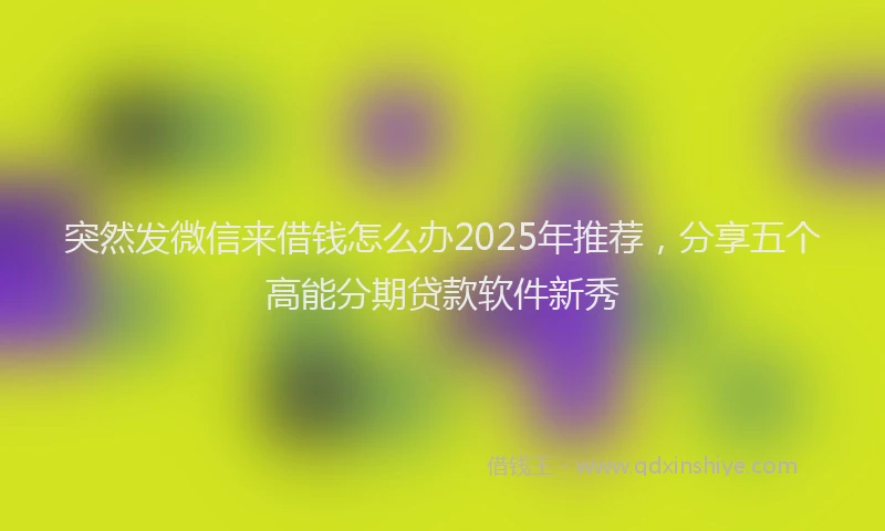 突然发微信来借钱怎么办2025年推荐，分享五个高能分期贷款软件新秀