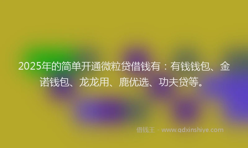 2025年的简单开通微粒贷借钱有：有钱钱包、金诺钱包、龙龙用、鹿优选、功夫贷等。