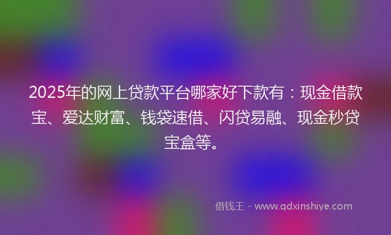 2025年的网上贷款平台哪家好下款有：现金借款宝、爱达财富、钱袋速借、闪贷易融、现金秒贷宝盒等。