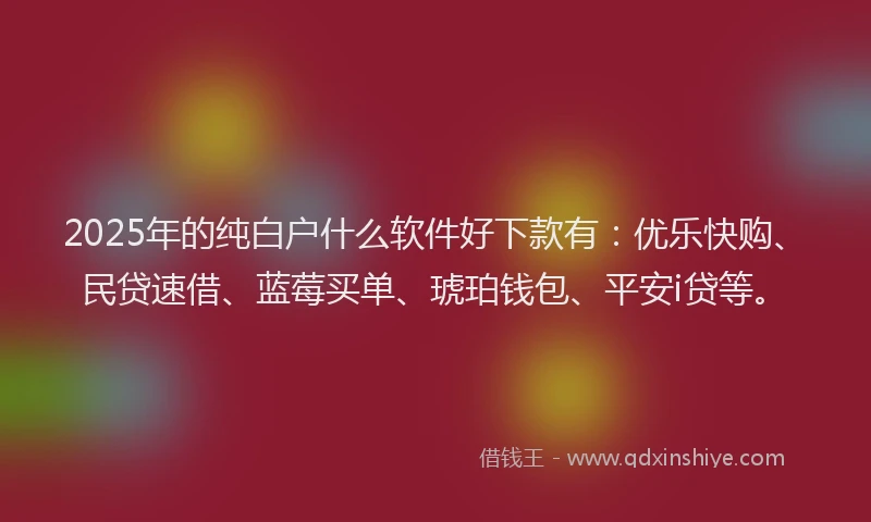 2025年的纯白户什么软件好下款有：优乐快购、民贷速借、蓝莓买单、琥珀钱包、平安i贷等。