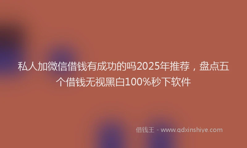 私人加微信借钱有成功的吗2025年推荐，盘点五个借钱无视黑白100%秒下软件
