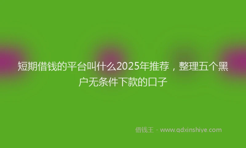 短期借钱的平台叫什么2025年推荐，整理五个黑户无条件下款的口子