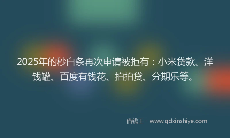 2025年的秒白条再次申请被拒有：小米贷款、洋钱罐、百度有钱花、拍拍贷、分期乐等。