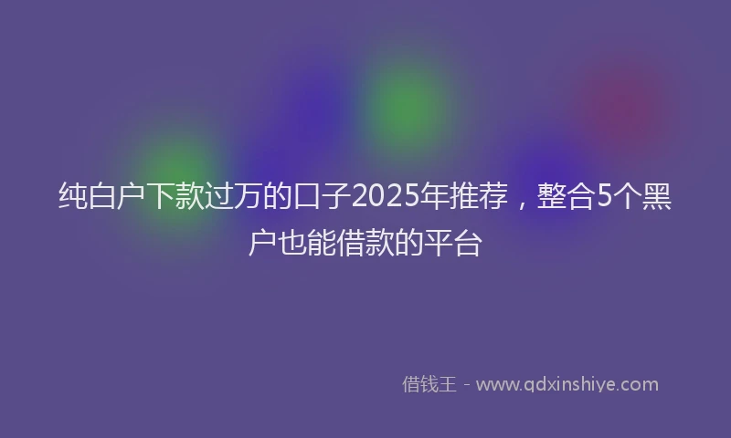纯白户下款过万的口子2025年推荐，整合5个黑户也能借款的平台