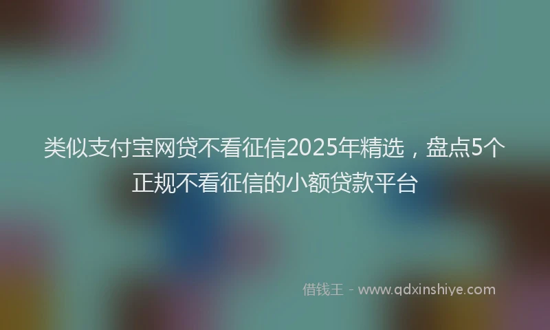 类似支付宝网贷不看征信2025年精选，盘点5个正规不看征信的小额贷款平台