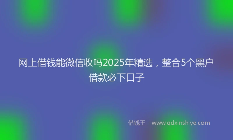 网上借钱能微信收吗2025年精选，整合5个黑户借款必下口子