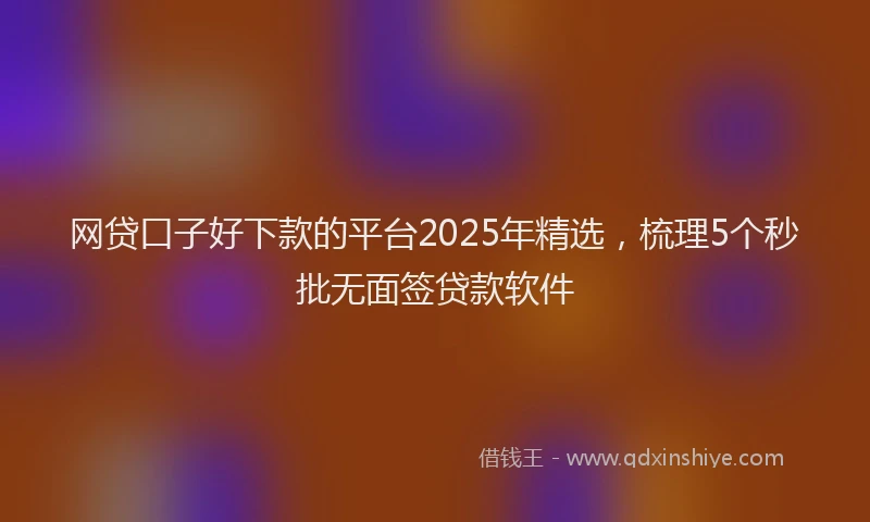 网贷口子好下款的平台2025年精选，梳理5个秒批无面签贷款软件