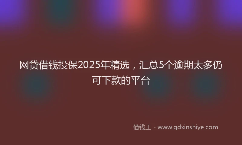 网贷借钱投保2025年精选，汇总5个逾期太多仍可下款的平台