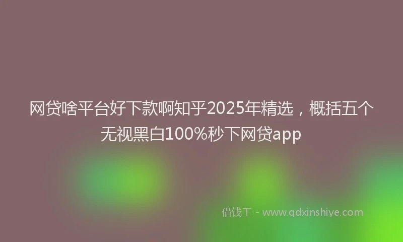 网贷啥平台好下款啊知乎2025年精选，概括五个无视黑白100%秒下网贷app
