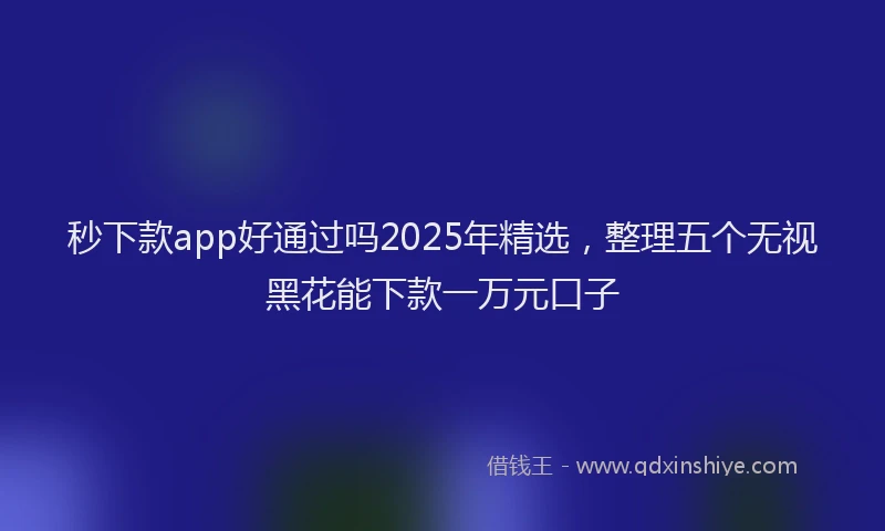 秒下款app好通过吗2025年精选，整理五个无视黑花能下款一万元口子