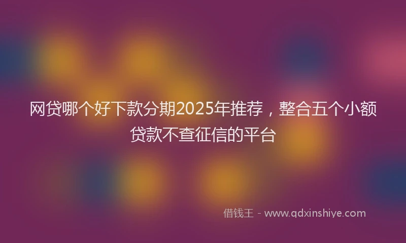 网贷哪个好下款分期2025年推荐，整合五个小额贷款不查征信的平台