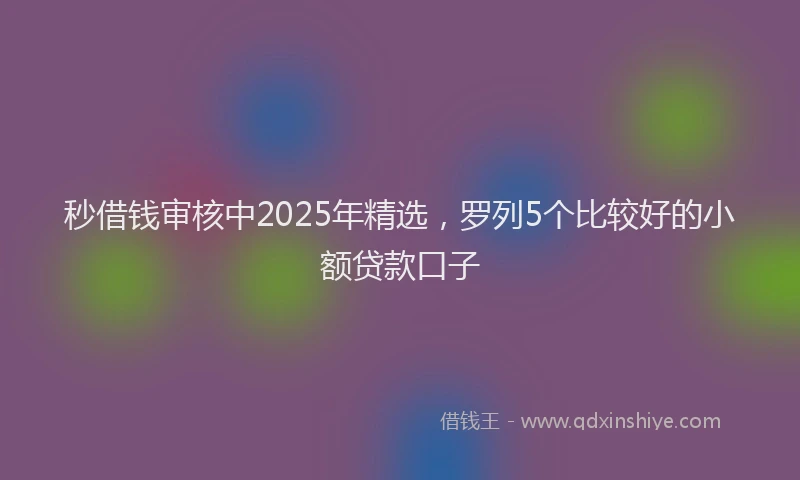 秒借钱审核中2025年精选，罗列5个比较好的小额贷款口子