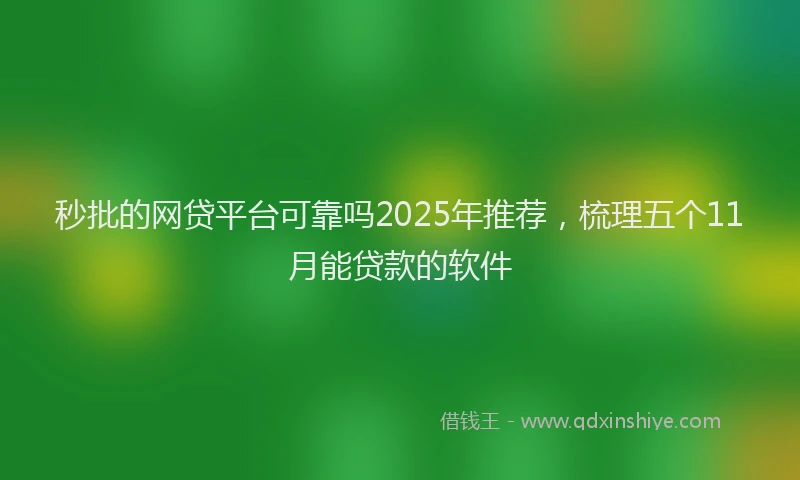 秒批的网贷平台可靠吗2025年推荐，梳理五个11月能贷款的软件