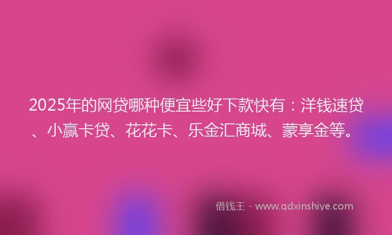 2025年的网贷哪种便宜些好下款快有：洋钱速贷、小赢卡贷、花花卡、乐金汇商城、蒙享金等。