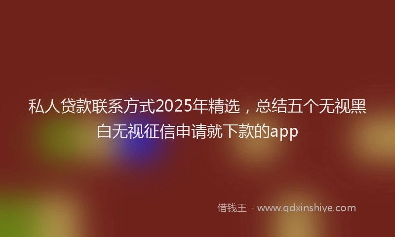 私人贷款联系方式2025年精选，总结五个无视黑白无视征信申请就下款的app