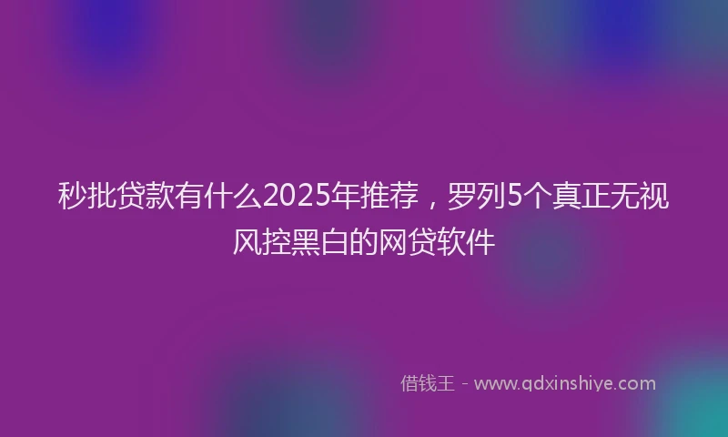 秒批贷款有什么2025年推荐，罗列5个真正无视风控黑白的网贷软件
