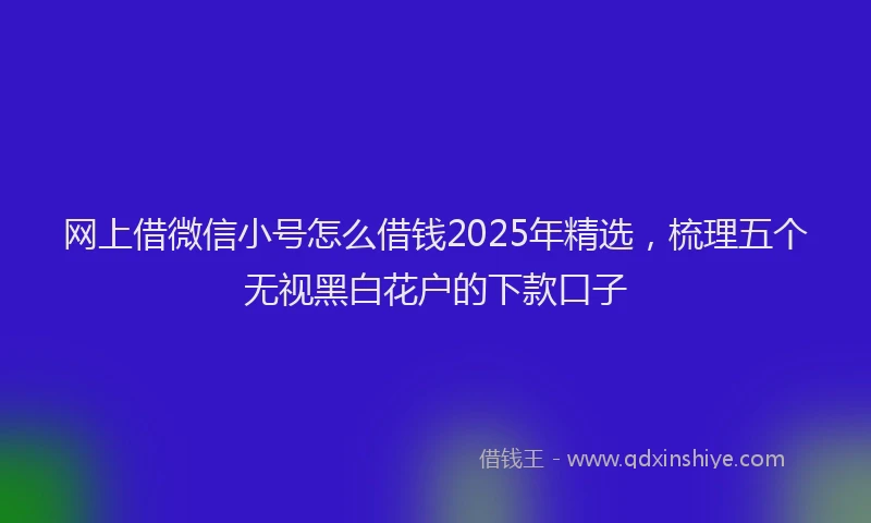 网上借微信小号怎么借钱2025年精选，梳理五个无视黑白花户的下款口子