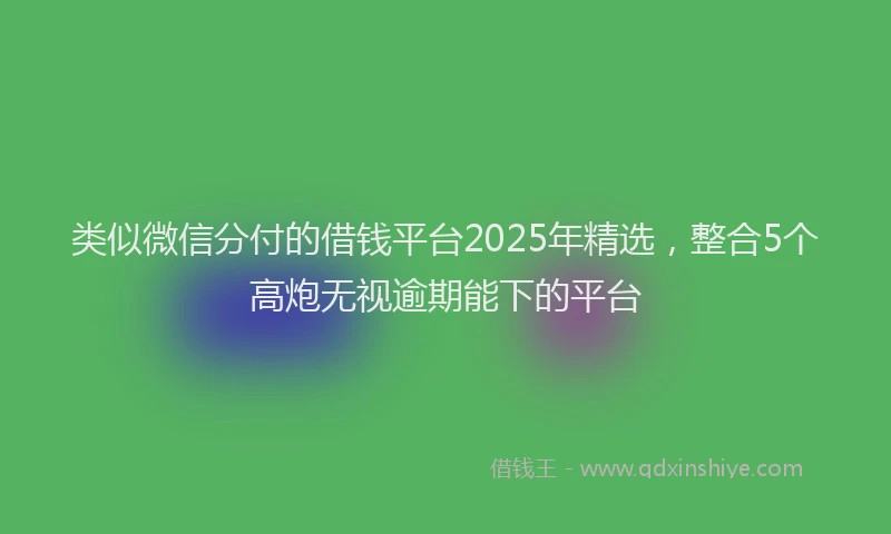 类似微信分付的借钱平台2025年精选，整合5个高炮无视逾期能下的平台