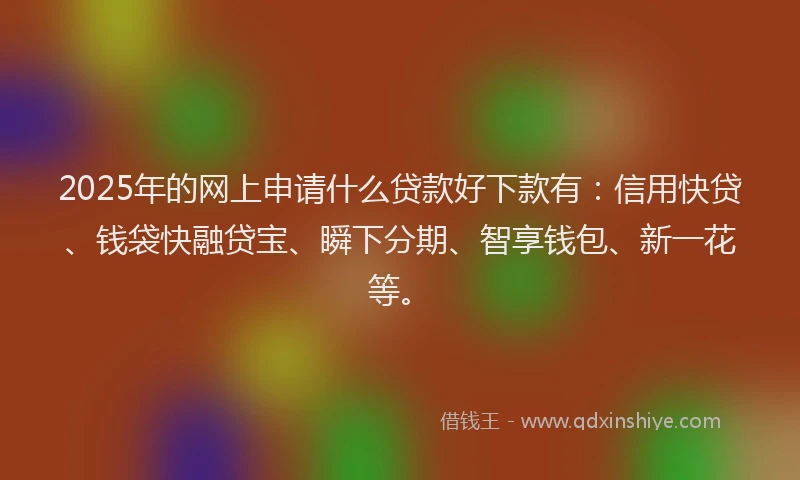 2025年的网上申请什么贷款好下款有：信用快贷、钱袋快融贷宝、瞬下分期、智享钱包、新一花等。