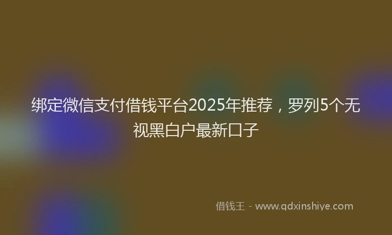 绑定微信支付借钱平台2025年推荐，罗列5个无视黑白户最新口子