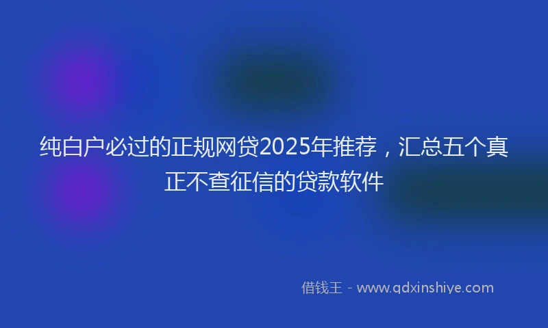 纯白户必过的正规网贷2025年推荐，汇总五个真正不查征信的贷款软件