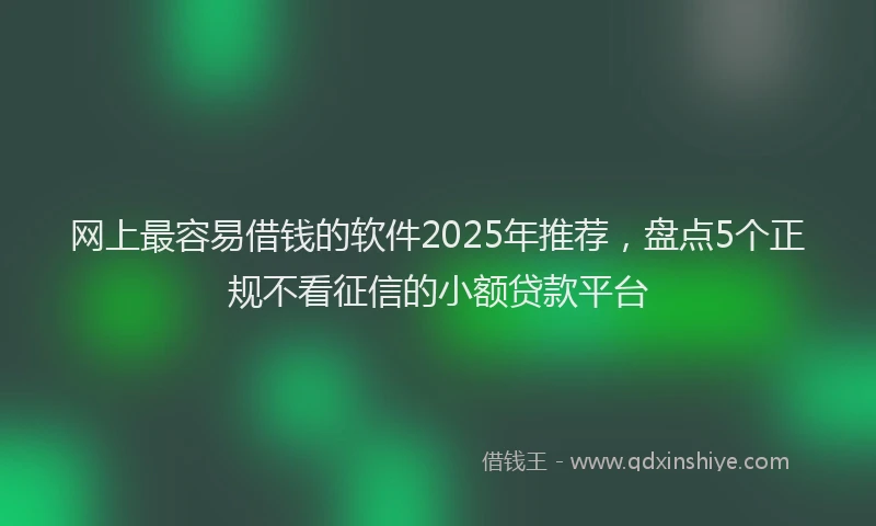 网上最容易借钱的软件2025年推荐，盘点5个正规不看征信的小额贷款平台