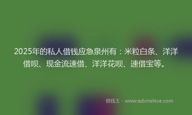 2025年的私人借钱应急泉州有：米粒白条、洋洋借呗、现金流速借、洋洋花呗、速借宝等。