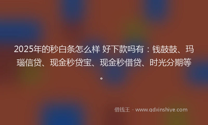 2025年的秒白条怎么样 好下款吗有：钱鼓鼓、玛瑙信贷、现金秒贷宝、现金秒借贷、时光分期等。
