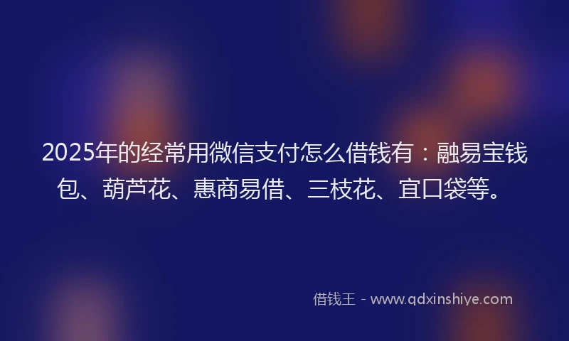 2025年的经常用微信支付怎么借钱有：融易宝钱包、葫芦花、惠商易借、三枝花、宜口袋等。