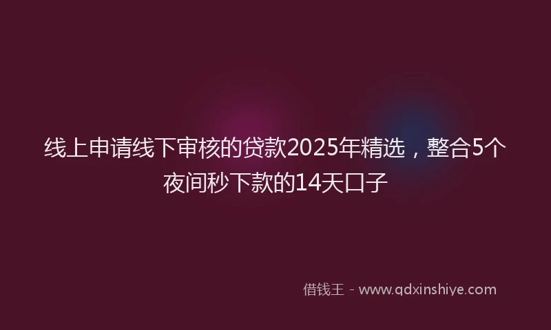 线上申请线下审核的贷款2025年精选，整合5个夜间秒下款的14天口子