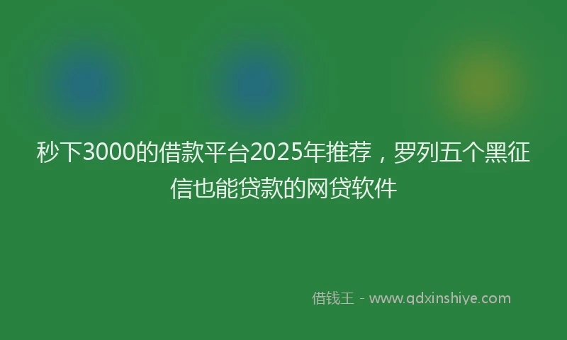 秒下3000的借款平台2025年推荐，罗列五个黑征信也能贷款的网贷软件