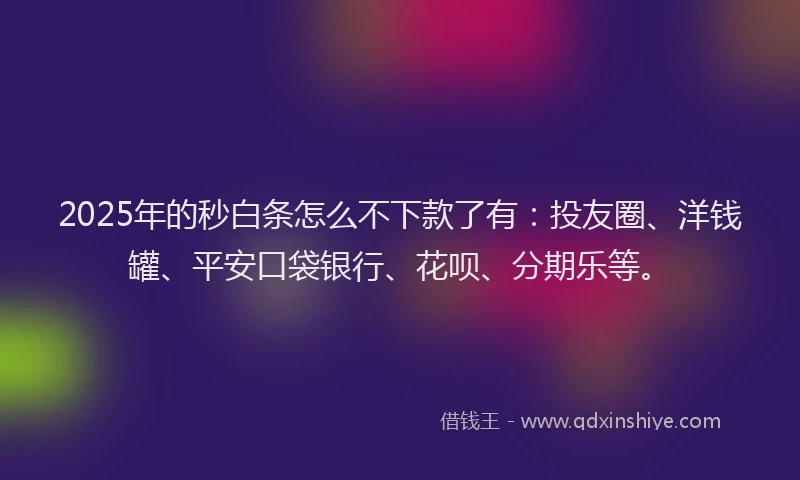 2025年的秒白条怎么不下款了有：投友圈、洋钱罐、平安口袋银行、花呗、分期乐等。