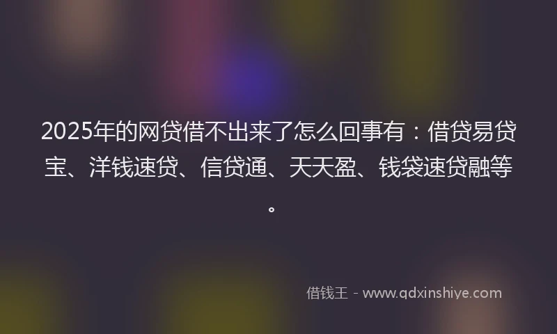2025年的网贷借不出来了怎么回事有：借贷易贷宝、洋钱速贷、信贷通、天天盈、钱袋速贷融等。