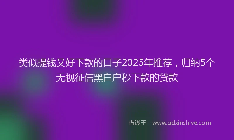 类似提钱又好下款的口子2025年推荐，归纳5个无视征信黑白户秒下款的贷款