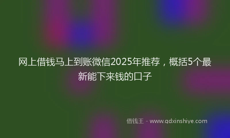 网上借钱马上到账微信2025年推荐，概括5个最新能下来钱的口子