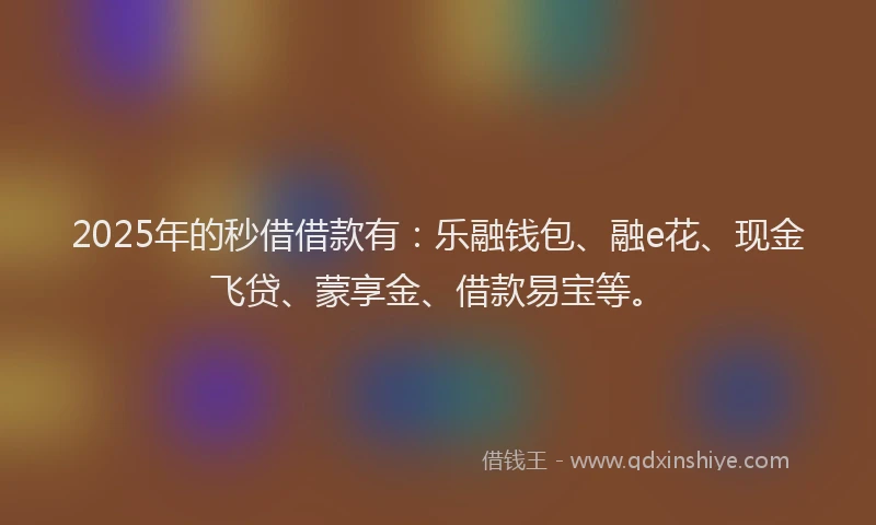 2025年的秒借借款有：乐融钱包、融e花、现金飞贷、蒙享金、借款易宝等。