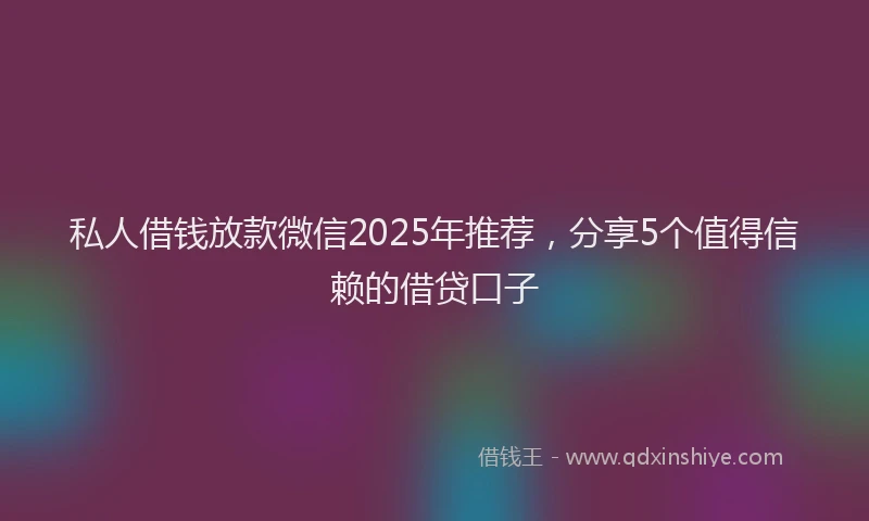 私人借钱放款微信2025年推荐，分享5个值得信赖的借贷口子