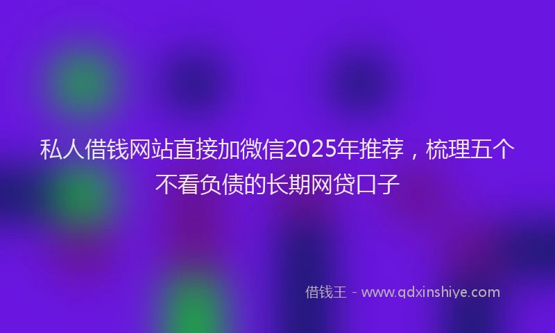 私人借钱网站直接加微信2025年推荐，梳理五个不看负债的长期网贷口子