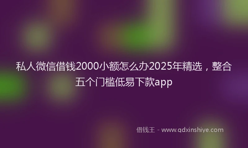 私人微信借钱2000小额怎么办2025年精选，整合五个门槛低易下款app