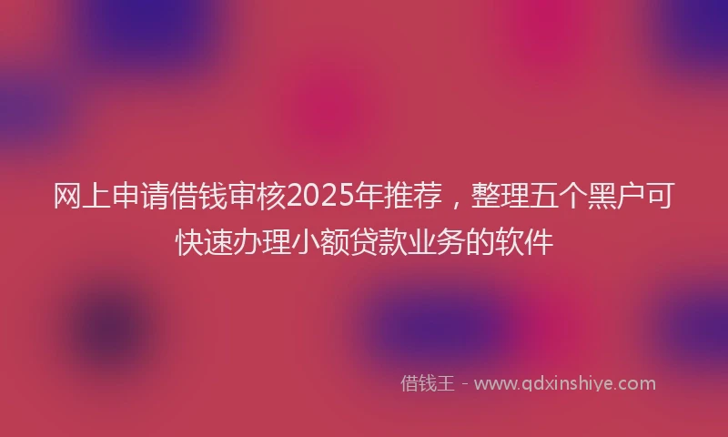 网上申请借钱审核2025年推荐，整理五个黑户可快速办理小额贷款业务的软件