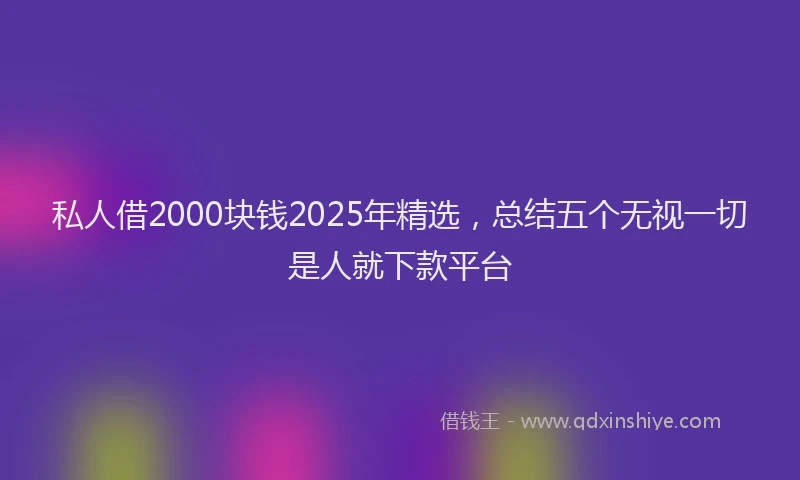 私人借2000块钱2025年精选，总结五个无视一切是人就下款平台