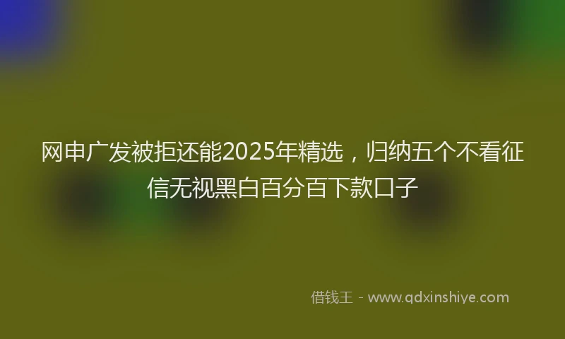 网申广发被拒还能2025年精选，归纳五个不看征信无视黑白百分百下款口子