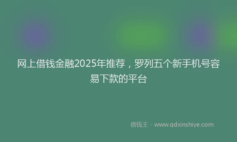 网上借钱金融2025年推荐，罗列五个新手机号容易下款的平台