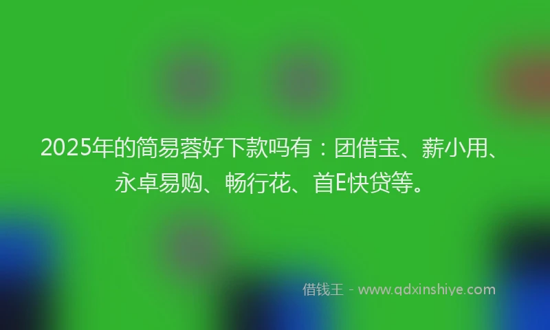 2025年的简易蓉好下款吗有：团借宝、薪小用、永卓易购、畅行花、首E快贷等。