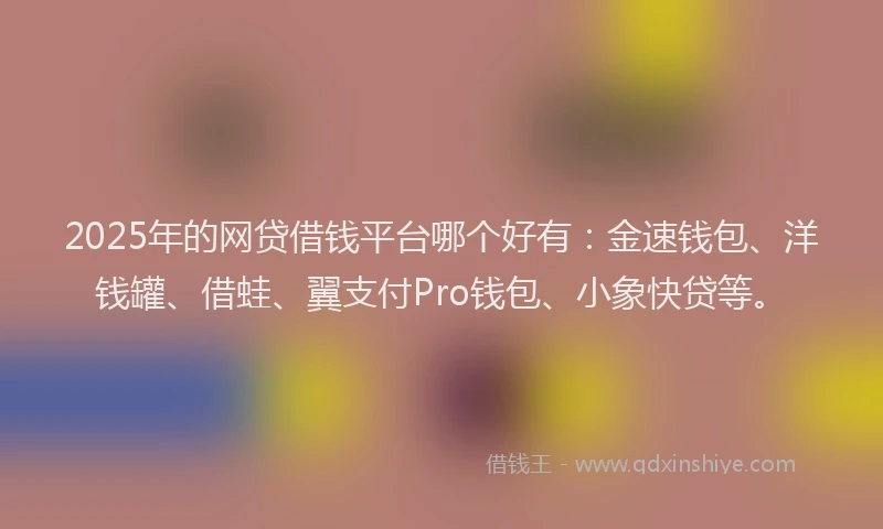 2025年的网贷借钱平台哪个好有：金速钱包、洋钱罐、借蛙、翼支付Pro钱包、小象快贷等。