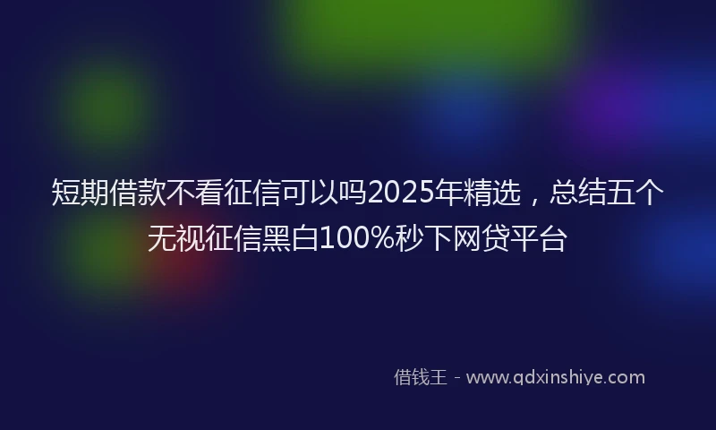 短期借款不看征信可以吗2025年精选，总结五个无视征信黑白100%秒下网贷平台