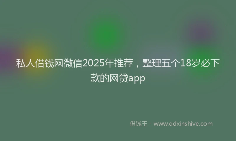 私人借钱网微信2025年推荐，整理五个18岁必下款的网贷app