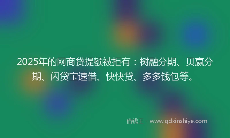 2025年的网商贷提额被拒有：树融分期、贝赢分期、闪贷宝速借、快快贷、多多钱包等。