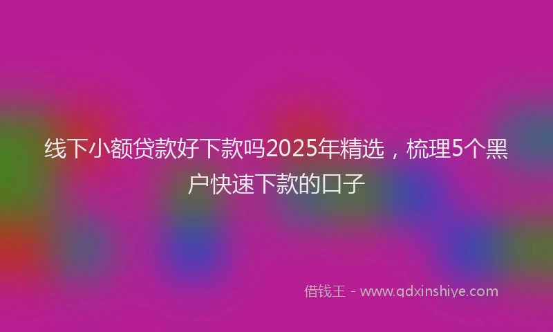 线下小额贷款好下款吗2025年精选，梳理5个黑户快速下款的口子